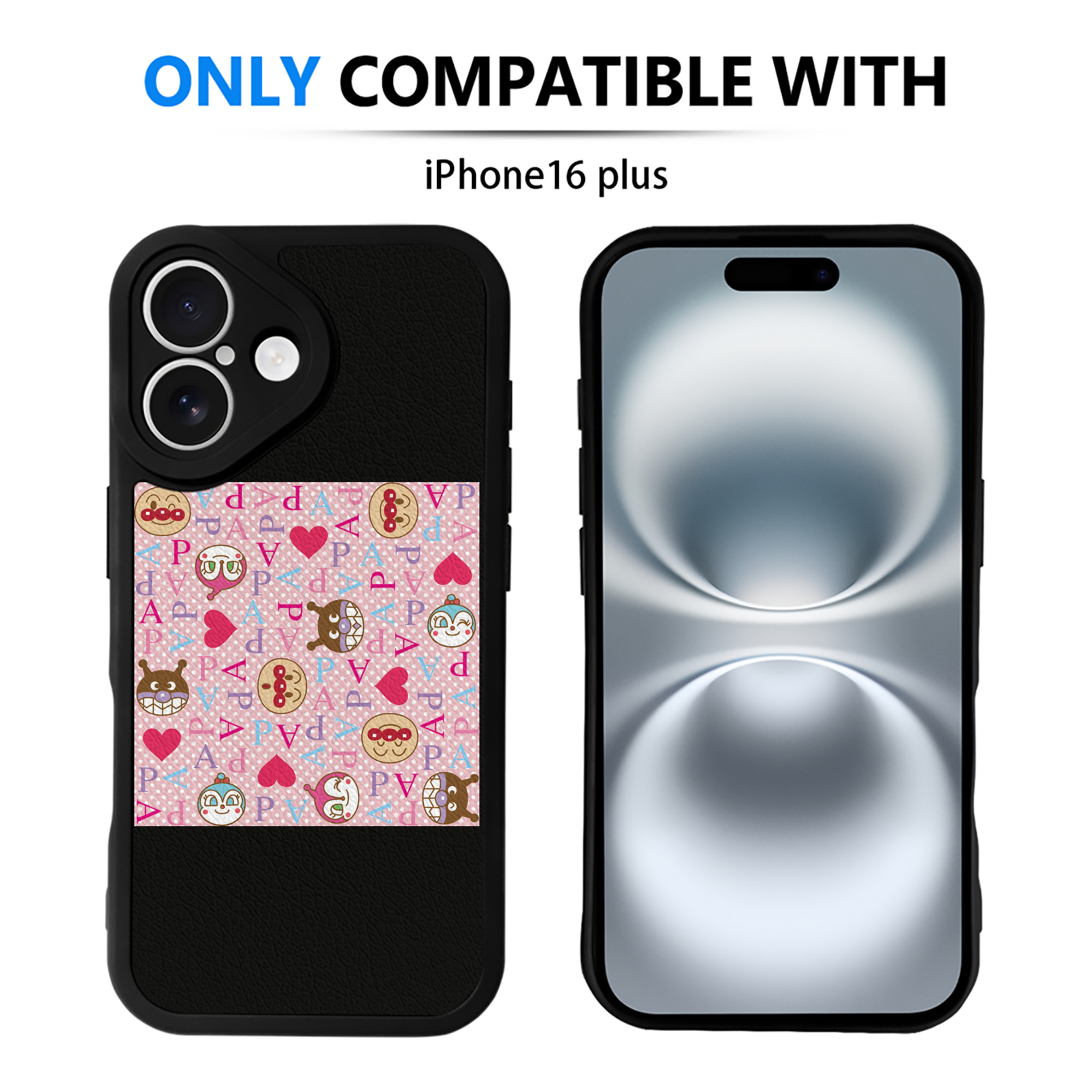 （画像用） アンパンマン Anpanman 【iPhone 16シリーズ対応】シリコンスマホケース（レザー調） 材質：シリコン